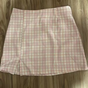 Pink checkered school skirt